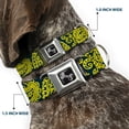 thumbnail image 2 of Buckle-Down Pet Collar, Dog Collar Metal Seatbelt Buckle, Bandana Skulls Green Gold, 9.5 to 13 Inches 1.0 Inch Wide, 2 of 8
