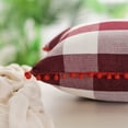 thumbnail image 5 of Unique Bargains 2-Pack Pom Plaid Decorative Throw Pillow Cover 18" x 18" Burgundy Beige Red, 5 of 8