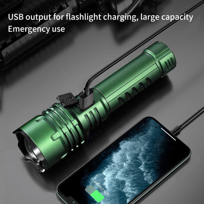 SKYFIRE 1500-Lumen Tactical Flashlight - 1500m Beam, Zoomable Focus, 5 Modes & USB-C Rechargeable. Essential for Camping, Hiking, Survival and Home Emergencies