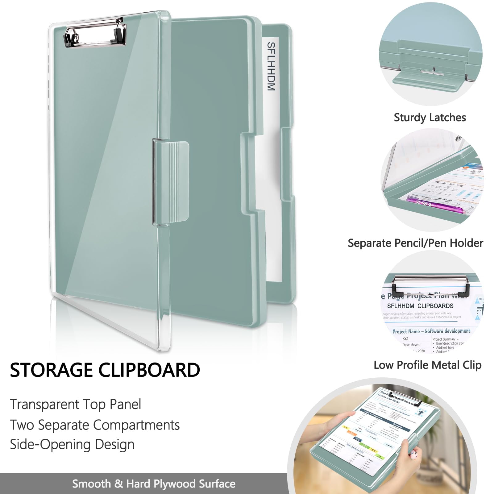 Clipboard with Storage,Heavy Duty Clip Boards 8.5x11 with 2 Storage Case,Clear Visible Top Panel Storage Clipboards,Side Opening Clip Boards,Nursing Clipboard Folder Case for Office Supplies-Purple