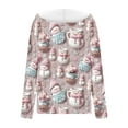 thumbnail image 4 of Womens Christmas Fleece Hoodie Zip Up Faux Fur Trim Long Sleeve Jacket Western Sherpa Lined with Pockets, 4 of 5