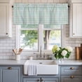 thumbnail image 2 of Blue Green Farmhouse Short Window Curtain Valances, Grid Checkered Plaid Gingham Lattice Trellis Rod Pocket Kitchen Valances for Living Room Bedroom Bathroom Cafe 42" x 18", 2 of 8
