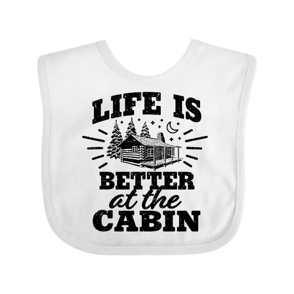 Inktastic Life is Better at The Cabin with Trees and Moon Boys or Girls Baby Bib