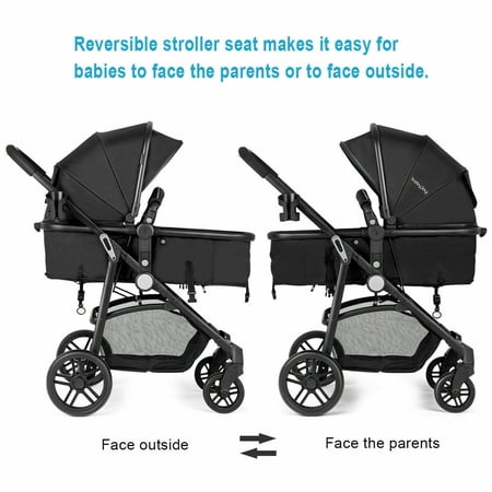 Costway Foldable Baby Stroller 2 in 1 Newborn Infant Travel Buggy Pushchair 22 lbs Black