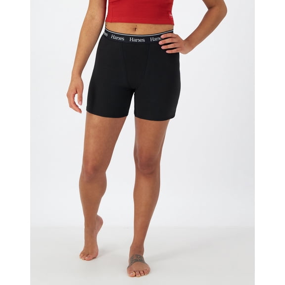 Hanes Originals Comfywear Women's Boxer Shorts Black S