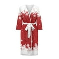 thumbnail image 3 of Yuyamidu Snowflake Womens Bathrobe Christmas Kimono Robes Red 3/4 Sleeves Bath Robe Lightweight Housecoat Nightgown Size XL Soft Mid-Length Sleepdress Pj, 3 of 7