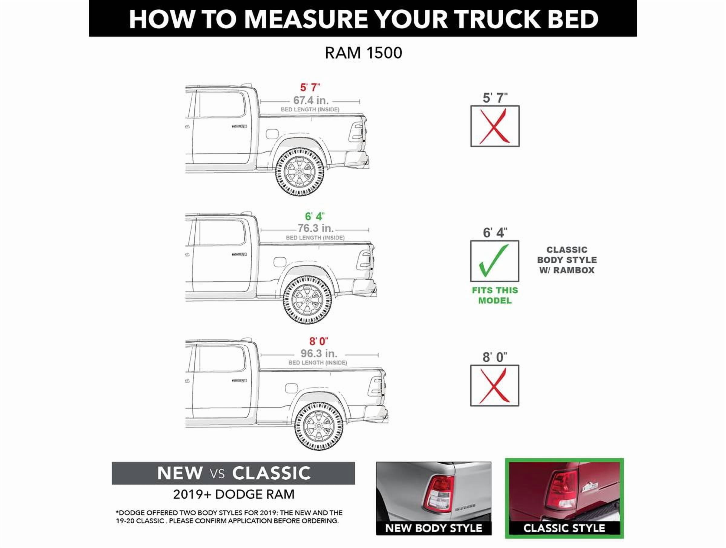 Truxedo by RealTruck Lo Pro Soft Roll Up Truck Bed Tonneau Cover | 547901 | Compatible with 2012 - 2018, 2019 - 2020 Classic Dodge Ram 1500, 2012-23 2500/3500 w/RamBox 6' 4" Bed (76.3")
