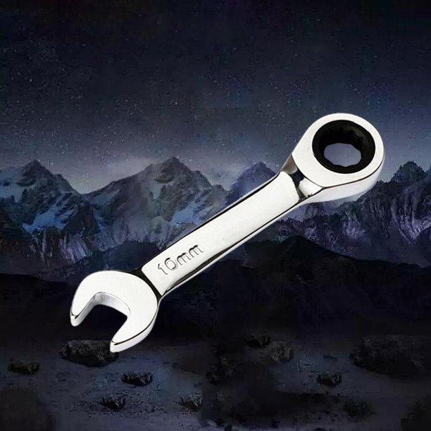 Llave De Trinquete Rechoncha Llave de trinquete rechoncha CR-V Llave de trinquete métrica de acero Herramienta de reparación de automóviles (10 mm)