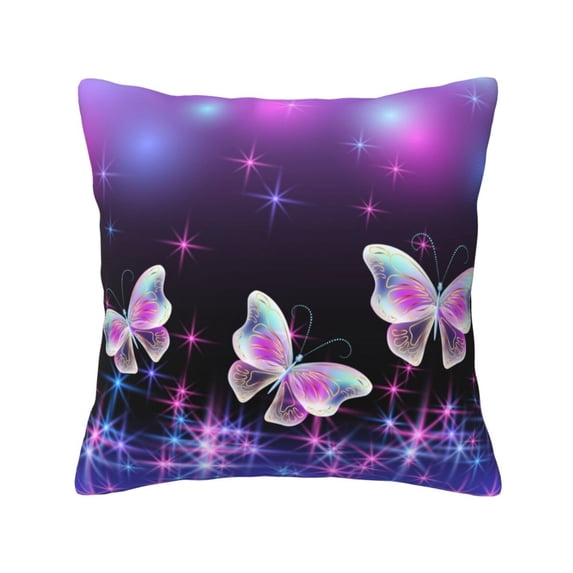 Eflxamz Pillow Covers Butterflies with Stars Throw Pillow Cases Polyester Cushion Case Decor Decorations 18x18 inches