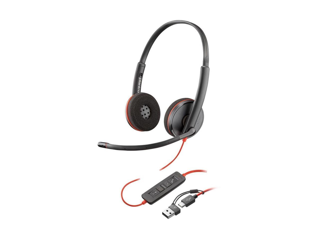 Poly Blackwire 3220 Stereo USB-C Headset +USB-C/A Adapter - Stereo - USB Type C, Mini-phone (3.5mm) - Wired - 32 Ohm - 20 Hz to 20 kHz - On-ear, Over-the-head - Binaural - Supra-aural - 5.20 ft Cab...