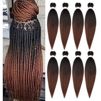 New in package, dark brown hair for braiding, approximately 24 inches long Amazon.com : [8 BUNDLES DEAL] Pre-stretched Braiding Hair 8  main image 4