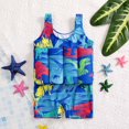 thumbnail image 1 of Traje de baño de una pieza Herrnalise para bebés y niños pequeños, con estampado de dibujos animados, de manga larga y cremallera, con flotabilidad, 1 of 7