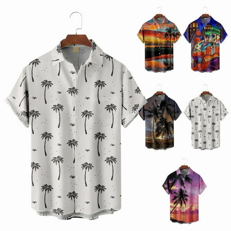 

Men s Crewneck Button Down Hawaiian Shirts Lapel Print Cheap Clothing Apparel Up to 8XL