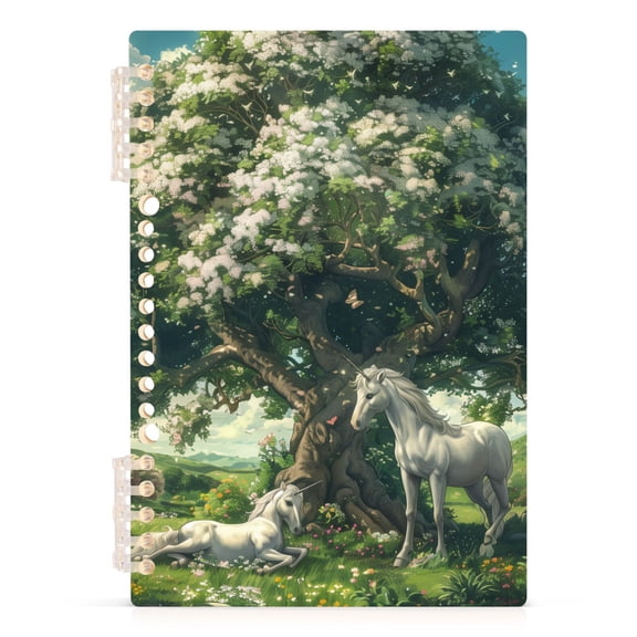 Beautiful Tree with Unicorn Notebooks 1-subject Journal 60 Sheets A5 College Ruled Paper Detachable Ring 8.3"x5.7"