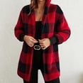 thumbnail image 4 of Womens Tops Winter Warm Plush Hooded Jacket Button Up Cardigan Trendy Plaid Fuzzy Outerwear Thermal Underwear Top Plush 1*Coat 2Xl Womens Fall Tops, 4 of 9
