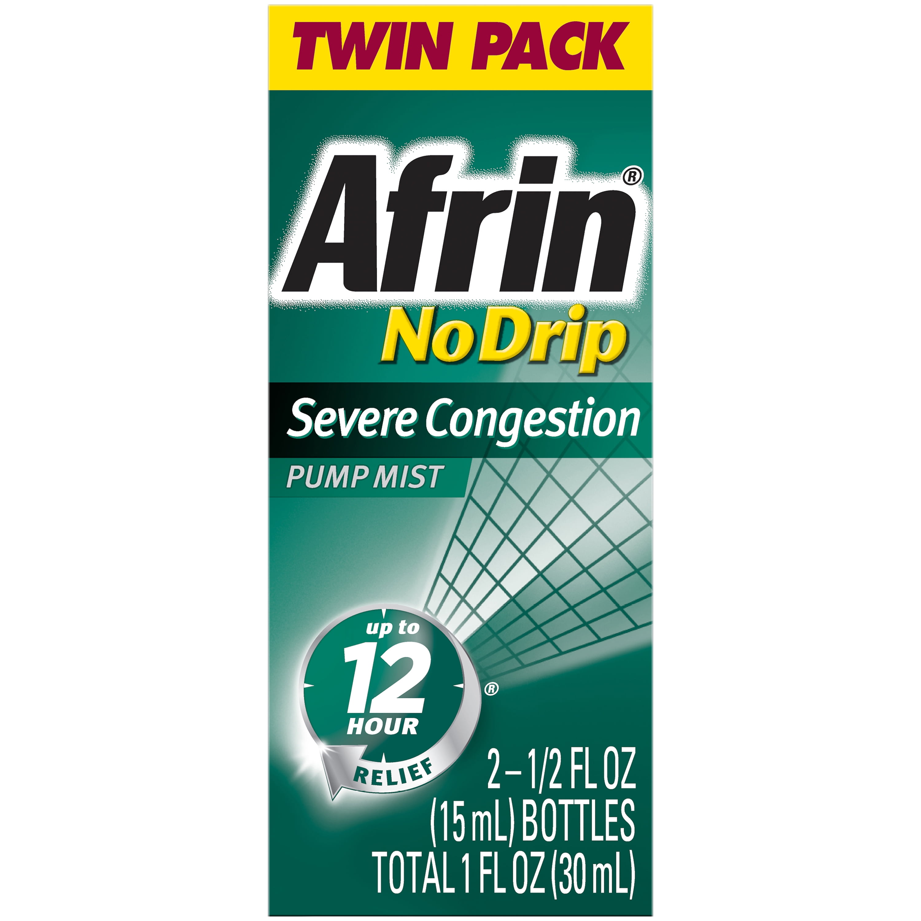 Afrin No Drip Severe 12 Hour Nasal Decongestant Pump Mist 15 Ml Walmart Com