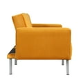 thumbnail image 6 of Convertible Folding Futon Sofa Bed with Adjustable Backrest, Modern Linen Upholstered Couch with 2 Pillows and 6 Metal Legs, Comfy Loveseat for Living Room Bedroom Apartment, Yellow, 6 of 6
