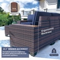 thumbnail image 4 of Gotland Outdoor Patio Furniture Set 9 Piece Sectional Rattan Sofa Set Rattan Wicker Patio Conversation Set with 5 Seat Cushions and 1 Tempered Glass Table,Dark Blue, 4 of 5