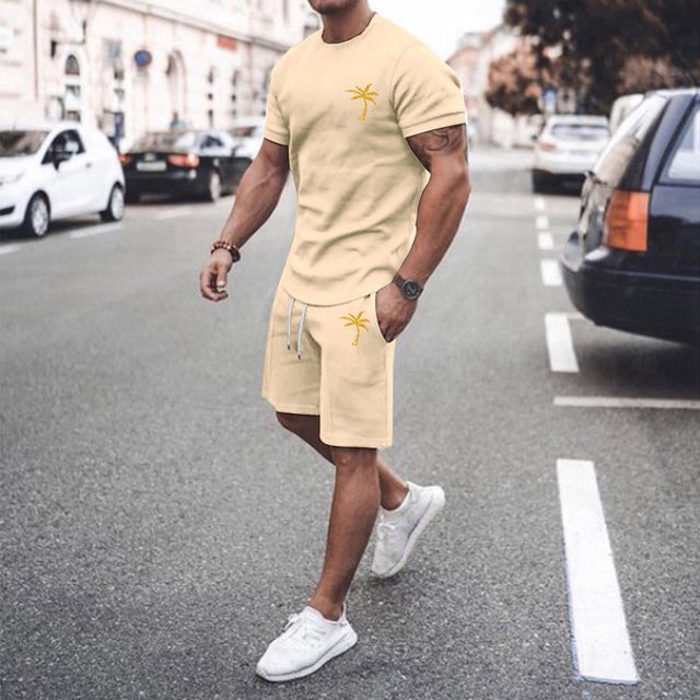 MKLEKYY Pijama Corto De Verano Para Hombre, Ropa Deportiva, Camiseta Transpirable De Manga Corta Y Pantalones Cortos Deportivos Con Bolsillos.