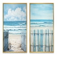 thumbnail image 2 of Designart "Coastal Simplicity Beach Fence II" Coastal Beach Framed Wall Art Set Of 2 - Turquoise Beach Framed Canvas Set For Living Room Decor, 2 of 7