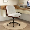 thumbnail image 2 of Topbuy Criss Cross Chair with Wheels Dual-Layer PU Leather & Thickened Cushion Armless Home Office Desk Chair, 2 of 10