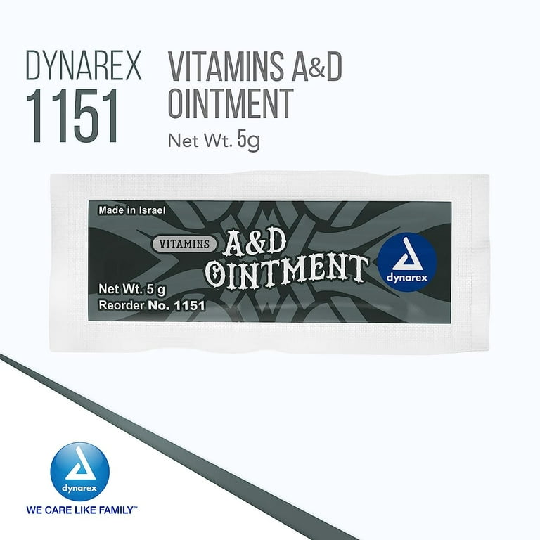 Dynarex 1151 Vitamins A&D Ointment Without Lanolin Adhesive Bandage, 5g Packet, 144 Count