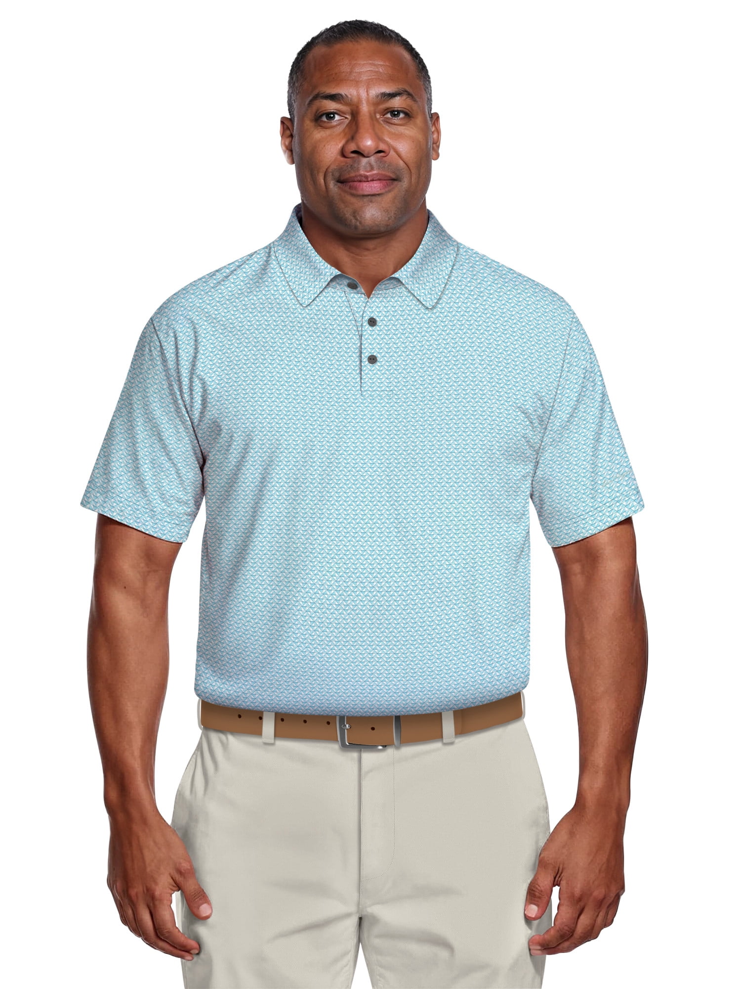 Ben Hogan Men's & Big Men's Performance Mini Geometric Print Short Sleeve Golf Polo Shirt, Sizes S-5XL