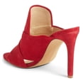 thumbnail image 3 of YDN Women Classic Round Open Toe Stiletto Sandals High Heels Backless Mule Pumps Slip On Slide Dress Clogs Shoes Size 7 Red, 3 of 4