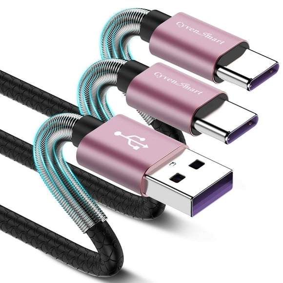 CyvenSmart USB Type C Cable 6ft, [2 Pack] USB A 2.0 to USB-C Fast Charger Durable TPE Cord Compatible with Samsung Galaxy A10/A20/A51/S10/S9/S8 Plus/Note 9/8,LG V50 V40 G8 G7 Thinq-Pink