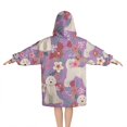thumbnail image 2 of Goldendoodle Dog and Flower Floral Blanket Hoodies for Kids 6-13YR Oversize Wearable Blanket Hoodies for Boys Girls Teens, 2 of 7