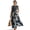 Bird Cherry Blossom, variant on Crane Bird Ink Leaf Print Maxi Dresses for Women, Crewneck Sleeveless Maxi Dress for Women with Pockets, Linen Look Breathable Loose Fit Vacation Dress, 4XL