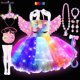 thumbnail image 3 of 2024 Vestido de princesa con tutú de unicornio brillante para niñas, vestidos brillantes con luces LED, diadema con alas, disfraz de escenario para fiesta de Halloween para niñas, 3 of 5