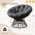 thumbnail image 5 of OMNIBERG Ergonomic 360° Swivel Wicker Papasan Chair, Oversized Indoor Outdoor Rattan Egg Sofa Chair Lounger with Soft Thick Cushion for Living Room, Bedroom, Patio, Yard, Gray, 5 of 9