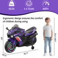 thumbnail image 6 of HNH 12V Ride on Toys, Kids Ride on Motorcycle, Electric Motorcycle with Training Wheels, Violet, 6 of 12