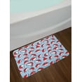 thumbnail image 2 of Christmas Bath Mat, Pop Art Style Retro Posters Inspired Old-Fashion Santa Hats and Snow Illustration, Non-Slip Plush Mat Bathroom Kitchen Laundry Room Decor, 29.5 X 17.5 Inches, Red Blue, Ambesonne, 2 of 2