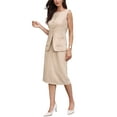 thumbnail image 4 of INSPIRE CHIC 2 Piece Suit Skirt Set for Women's Summer Business Work Set Button Down Sleeveless Vest Blazer and Straight Skirt XS Beige, 4 of 6