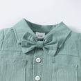 thumbnail image 4 of Kucnuzki Infant Baby Boy Clothes 12 Months Spring Summer Jumpsuit Bodysuit 18 Months Short Sleeve Solid Color Plain Stylish Button-Up Collar Overall Jumpsuit Hat 2PCS Set Green, 4 of 8