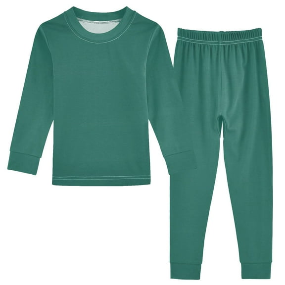 joogoo Dark Green 2 Piece Long Sleeve Tee and Pants Cotton Pajama Set 5Y