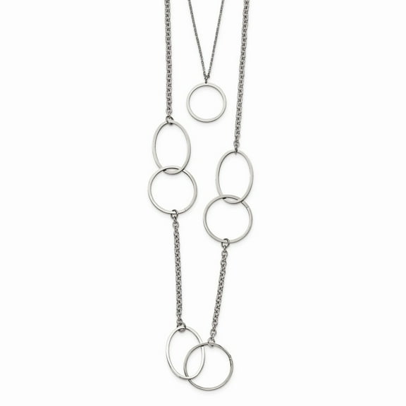 Primal Steel Stainless Steel Polished with Circles 2-Strand 20-inch Necklace