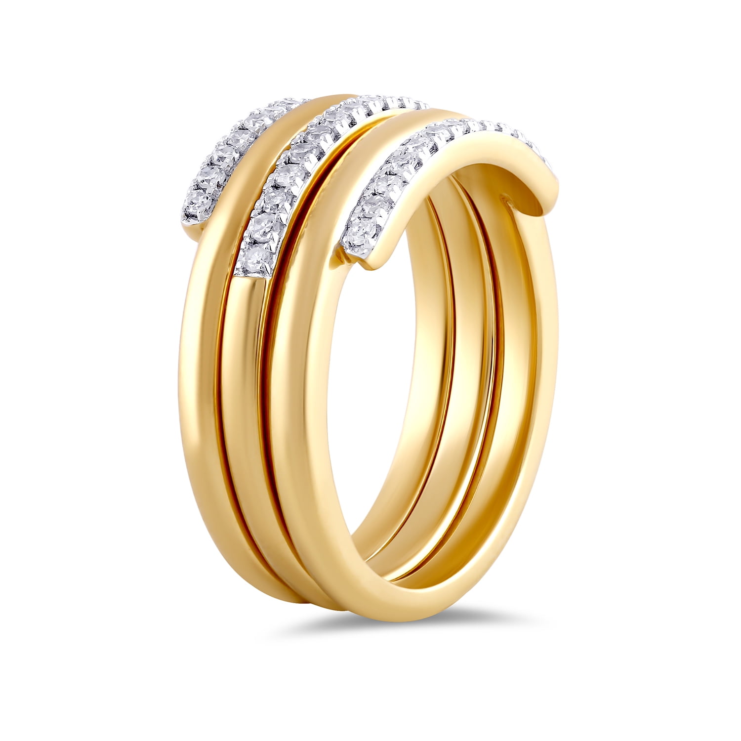 Brilliance Fine Jewelry 14KT Gold-Plated Sterling Silver 3/8ct Lab Grown Diamond Stack Ring