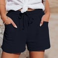thumbnail image 2 of Seductiva Women's Original Shorts Women's Casual Solid Color Elastic Waist Cotton Linen Sports Shorts Buttocks Real Pocket Shorts Workout Comfy 1PC, 2 of 5