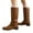 Brown, variant on Vintage Mid Calf Cowboy Boots for Women Classic Buckle Leather Square Toe Low Heel Motorcycle Riding Cowgirl Boots