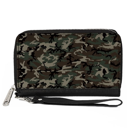 Buckle-Down Wallet, Zip Around, Camo Olive, Vegan Leather