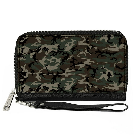 Buckle-Down Wallet, Zip Around, Camo Olive, Vegan Leather