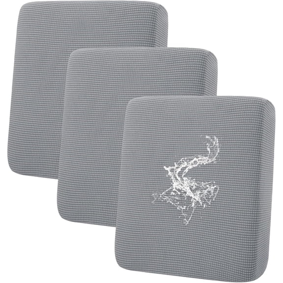 Waterproof Couch Cushion Covers, 3 Pack Stretch Sofa Slipcovers, Washable Sofa Cushion Covers,Thick Fabric Couch Covers for 3 Cushion Couch Sofa Pet Friendly( Light gray)