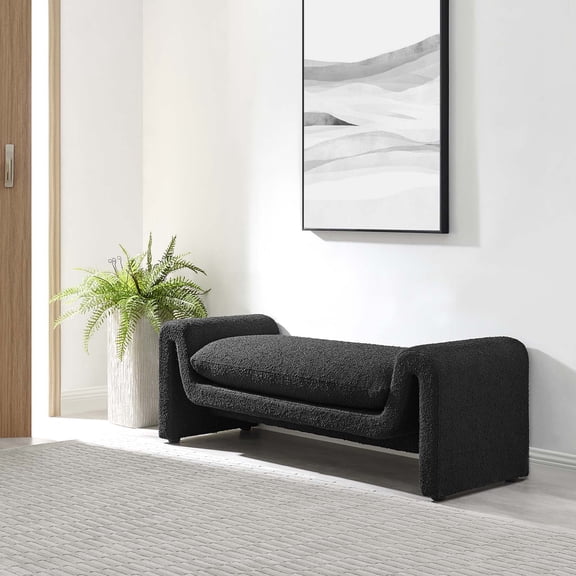 Modway Waverly Boucle Fabric Bench in Black