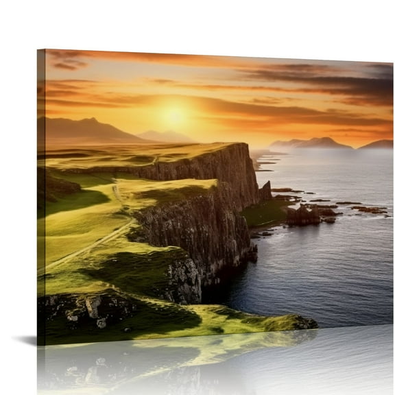 JRXY Scottish Isle Of Skye Canvas Wall Art Landscape Posters Pictures Printing For Living Room Bedroom Prints Decor With Framed  20x16in