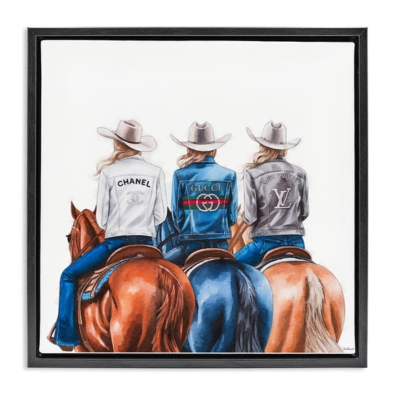Stupell Industries Southwestern Fashion Trend Cowgirls Black Floating Frame Canvas Art, 18 x 18, by Amanda Greenwood