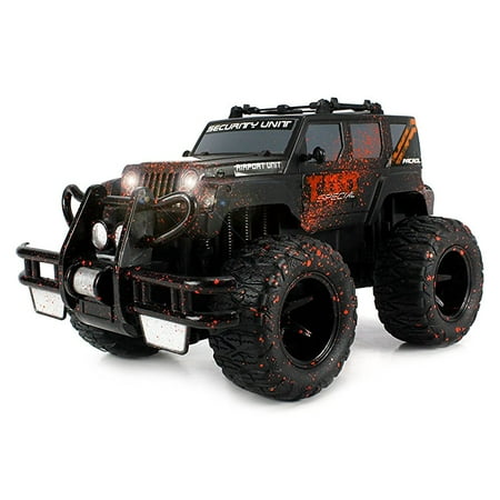 Super Cool Monster Mud Jeep SUV Rechargeable Battery Operated RC Off-Road Truck 1:16 Size w/ Bright Headlights, Custom Mud Splatter Paint (Colors May Vary) Remote Controlled Vehicle, RC Jeep (Best Rc Mud Truck)