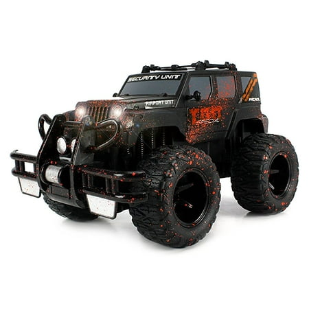 - Super Cool Monster Mud Jeep SUV Rechargeable Battery Operated RC Off-Road Truck 1:16 Size w/ Bright Headlights, Custom Mud Splatter Paint (Colors May Vary) Remote Controlled Vehicle, RC Jeep Wrangler